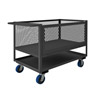 4 Sided Mesh Box Truck w/ 6' Polyurethane Casters, 2 Shelves w/ Gate