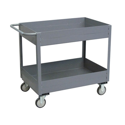6" Deep Lipped Service Cart w/ 2 Shelves, 18" Wide