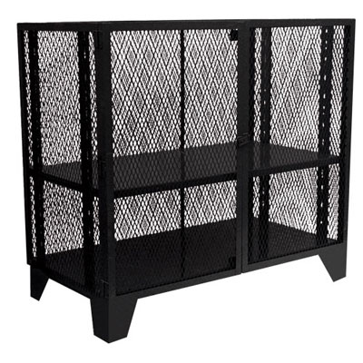 13 Gauge Mesh Security Cabinet w/ Adjustable Shelves, 48"W x 24"D x 54"H