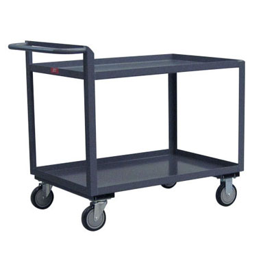 2 Shelf Low Profile Cart w/ High Handle, 18" Wide