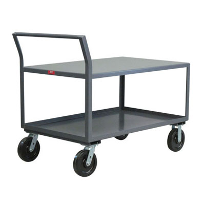 2 Shelf Reinforced Low Profile Steel Cart w/ 8" Phenolic Casters, 36" Wide, 4,800 lb. Capacity