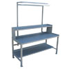 Heavy Duty Fixed Workbench with 1/2 Shelf & Light Fixture, 36' Deep