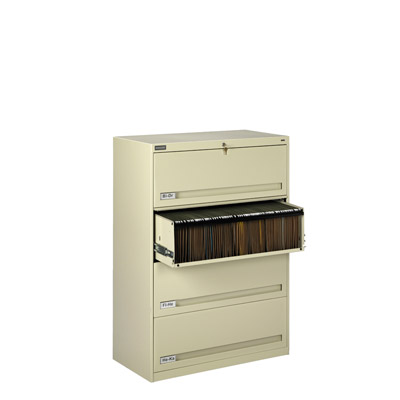Four Drawer Lateral File w/ Retractable Doors - 36"W x 17-15/16"D x 51-1/4"H
