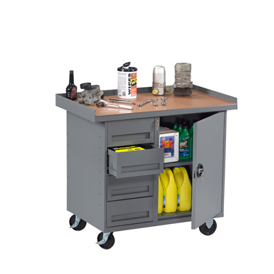 Mobile Workbench w/ 4 Drawers & Cabinet