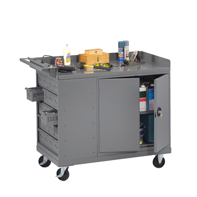 Mobile Workbench w/ 2 Door Cabinet & 20 Bins