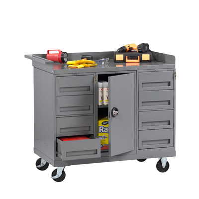 Mobile Workbench w/ Cabinet & 4 Drawer Pedestals