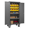 Mobile Cabinet with 12 Bins / 2 Shelves, 16 Gauge - 36' Wide