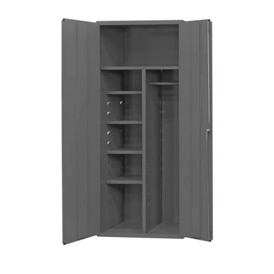 14 Gauge Janitorial Cabinet with Wardrobe/Broom Storage & Shelves - 36"W x 24"D x 84"H