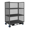 3 Sided Mesh Truck|3 Shelves|Forklift Pockets, 6' Polyurethane Cstrs 