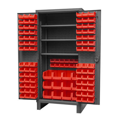 Extra Heavy Duty 12-Gauge 36"W Cabinet with 108 Bins and 3 Adjustable Shelves
