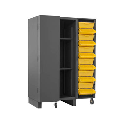 Extra Heavy Duty 12-Gauge 4" Deep Box Door Style Tilt-Bin Cabinet with Shelves and 36 Hook-On-Bins