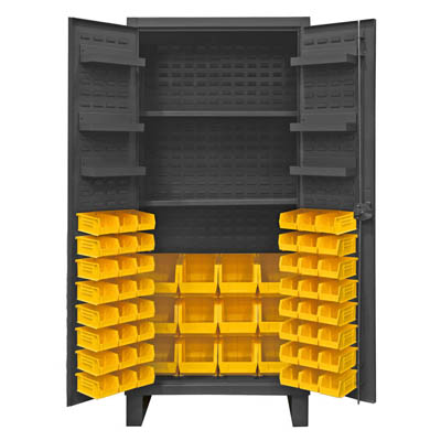 Extra Heavy Duty 12-Gauge Cabinet with 60 Bins, 2 Shelves and 6 Door Shelves