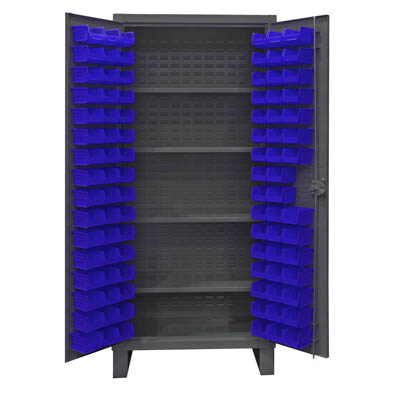 Extra Heavy Duty, 12-Gauge Cabinet with 96 Bins & 4 Shelves