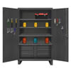Pull out Shelf Cabinet w/ 6 Drawers & Pegboard Doors