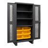 12 Gauge Cabinet with Ventilated Doors, 6 Hook-On Bins & 3 Shelves 