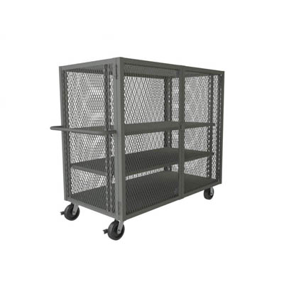 Mesh Style Security Trucks w/ Double Doors & 2 Shelves, 60-1/2"W x 38-1/16"D