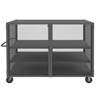 HTL Series, 3 Sided Mesh Truck w/ Base Shelf, Adjustable Shelves and 2 Doors, 46'Wide