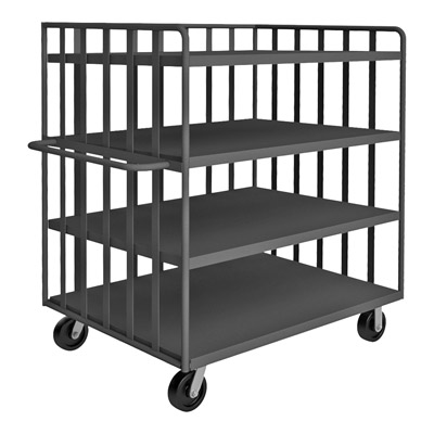 Open Portable Shelf Trucks|6" Phenolic Cstrs, 4 Shelves