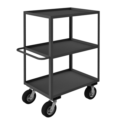 Lips Up Rolling Instrument  Carts, 3 Shelves w/ 8" Pneumatic Casters & Tubular Push Handle