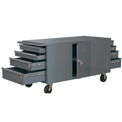 60" Wide Mobile Bench Cabinet with 8 Drawers