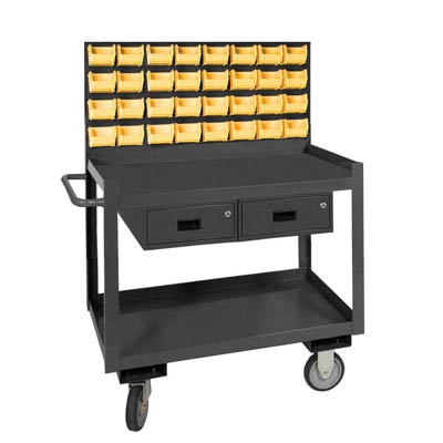 Mobile Work Station with Louvered Panel