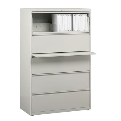 HL8000 Series 5 Drawer Lateral File Cabinet w/Posting Shelf and Roll-Out Binder Storage, 36" Wide