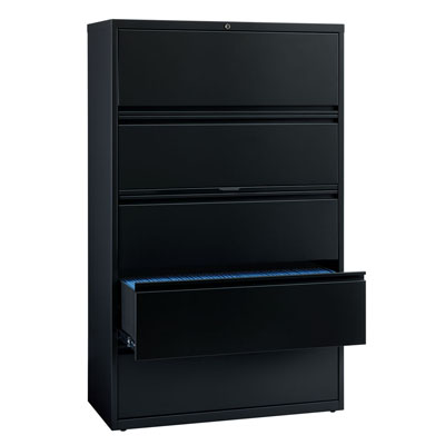 HL8000 Series 5 Drawer Lateral File Cabinet w/Posting Shelf and Roll-Out Binder Storage, 42" Wide