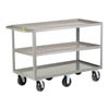 Heavy Duty 3-Shelf Truck, 11' Shelf Clearance, w/ 6 Wheels & 1.5' Retaining Lips