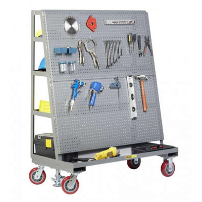Mobile Pegboard w/ Back Shelf Storage