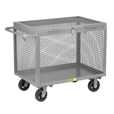 Expanded Metal Box Truck w/ 6' Mold-On Rubber Casters & Hinged Lid