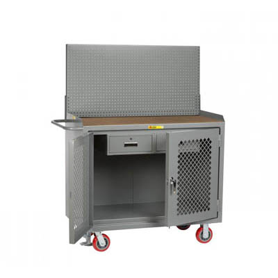 48" Wide Mobile Bench Cabinet w/ Clearview Doors & Heavy Duty Drawer