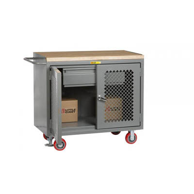 48" Wide Mobile Bench Cabinet w/ Clearview Doors & Heavy Duty Drawer
