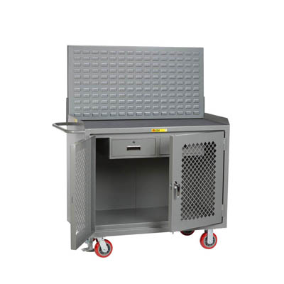 48" Wide Mobile Bench Cabinet w/ Clearview Doors & Heavy Duty Drawer