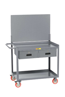 Mobile Workstation w/ Pegboard Panel & 2 Drawers
