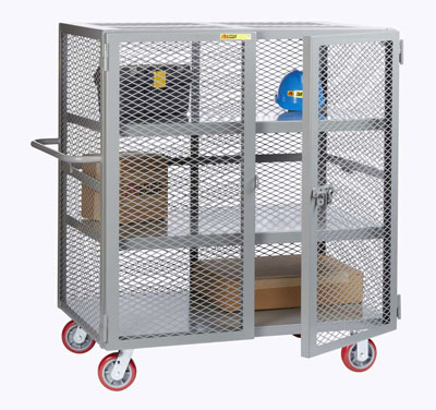Mobile Security Locker, Welded Handle, 2 Shelves, 2,000 lbs. Capacity