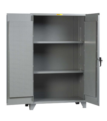 High Capacity Storage Cabinet, Pegboard Doors, 2 or 3 Adjustable Shelves