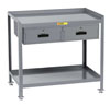 Stationary Steel Workstation, 2 Drawers, Pegboard or Louvered Panel
