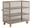 3-Sided Shelf Truck w/ 3 Shelves & Mesh Sides