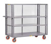 Adjustable 3-Sided Shelf Truck w/ 3 Shelves & Mesh Sides