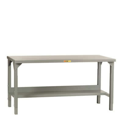 Welded Steel Workbench w/ Lower Shelf- Adjustable, 30" Deep