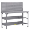 Welded Workbench w/ Double Lower Shelf Storage & Louvered Panel