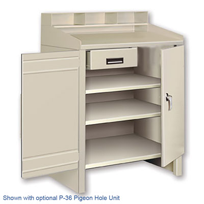 2136, Shop Cabinet Desk - 1 Drawer, 2 Shelves