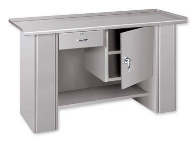 DFT Series drop Front Benches, 22"W x 60"L x 32"H w/ 1 Drawer & 1 Cabinet