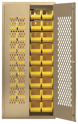 Wire Mesh Safe-View Bin Cabinet w/ (36) 14-3/4"L Bins, 36"W