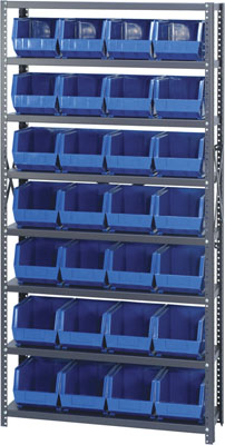 Giant Open Hopper Steel Shelving System w/ (28) 10-3/4"L Bins, 12"D