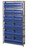 Giant Open Hopper Steel Shelving System w/ (24) 10-7/8'L Bins, 12'D