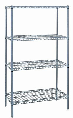 4 Shelf Epoxy Coated Wire Shelving, 30"D x (36"W - 72"W) x 74"H 