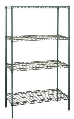 4 Shelf Epoxy Coated Wire Shelving, 30"D x (36"W - 72"W) x 74"H 