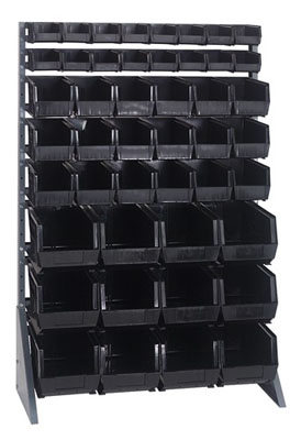 Single Sided Rail System w/ 46 Multi-Size Bins, 36" Long