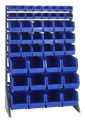 Single Sided Rail System w/ 46 Multi-Size Bins, 36" Long